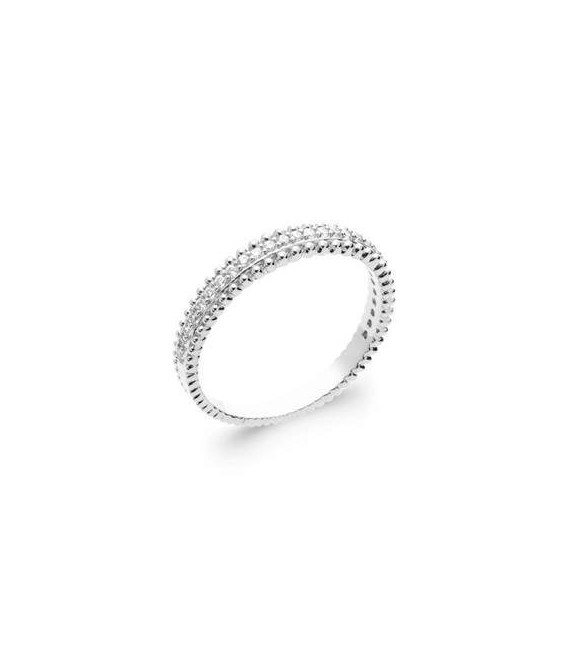 Très belle alliance mariage argent massif perlée et zirconium -1