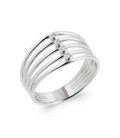 Bague argent massif cinq anneaux rehaussés de zirconium sertis