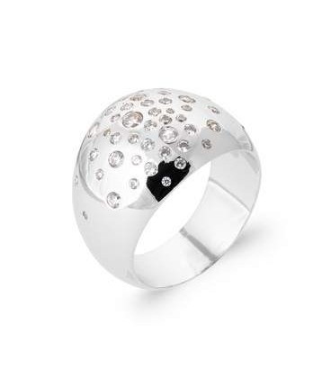 Bague bombée argent massif bulles de zirconium-1