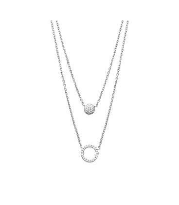 Collier en deux chaines argent massif moderne -1