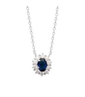 Collier chaine argent massif beau zirconium bleu saphir-1