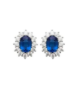 Boucles d'oreilles argent de zirconium saphir et blanc -1