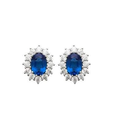 Boucles d'oreilles argent de zirconium saphir et blanc -1