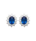 Boucles d'oreilles argent de zirconium saphir et blanc 