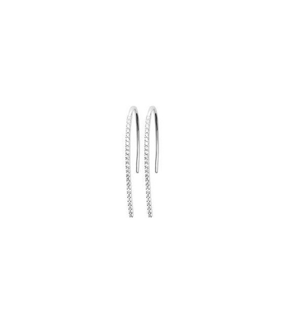 Belles boucles d'oreilles pendantes argent massif incrustées de zirconium blanc-1