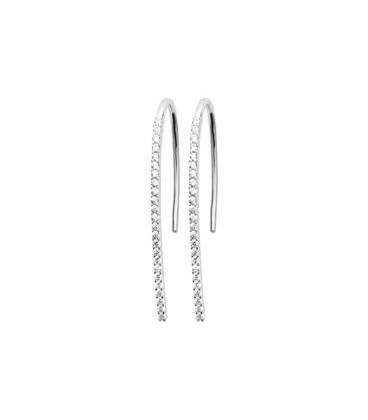 Belles boucles d'oreilles pendantes argent massif incrustées de zirconium blanc-1