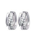 Belle boucle d'oreille argent massif créole articulé zirconium blanc micro-serti