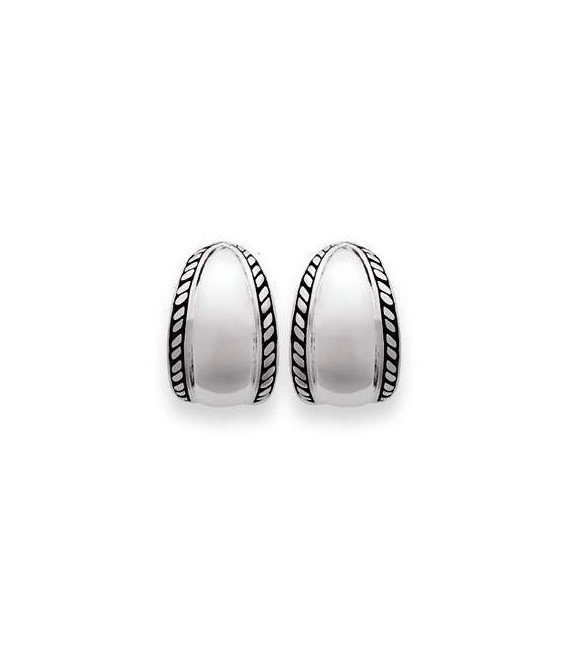 Belles boucles d'oreilles argent massif demi créole -1
