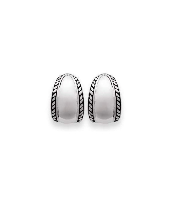 Belles boucles d'oreilles argent massif demi créole -1