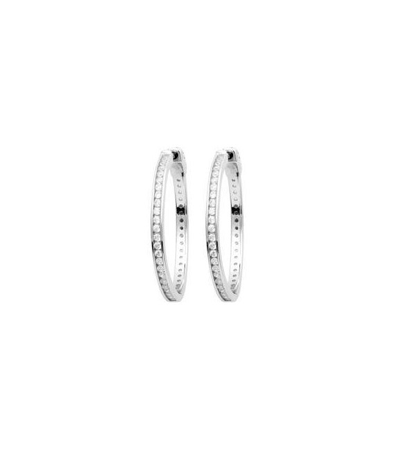 Belles boucles d'oreilles argent massif créole zirconium blanc micro-serti-1