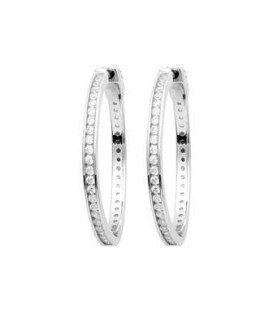 Belles boucles d'oreilles argent massif créole zirconium blanc micro-serti