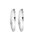 Belles boucles d'oreilles argent massif créole zirconium blanc micro-serti