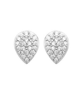 Boucles d'oreilles plates argent massif zirconium en poire