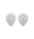 Boucles d'oreilles plates argent massif zirconium en poire