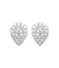 Boucles d'oreilles plates argent massif zirconium en poire