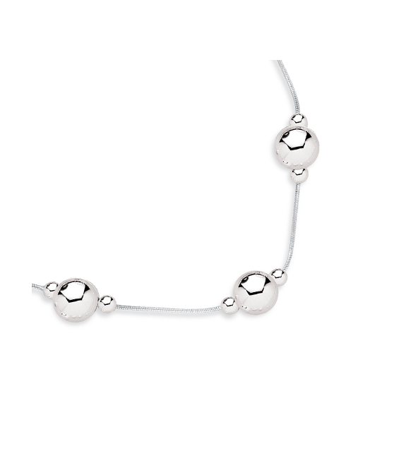 Collier argent boules maille serpent -1