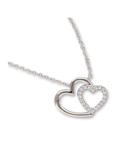 Collier chaine argent massif zirconium coeur dans coeur 