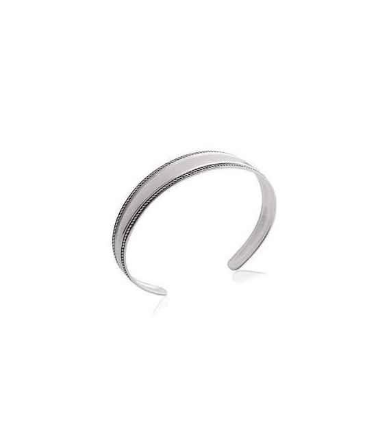 Beau bracelet argent massif rigide ouvert-1