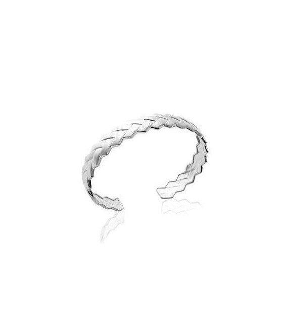 Bracelet rigide tressé ouvert argent -1