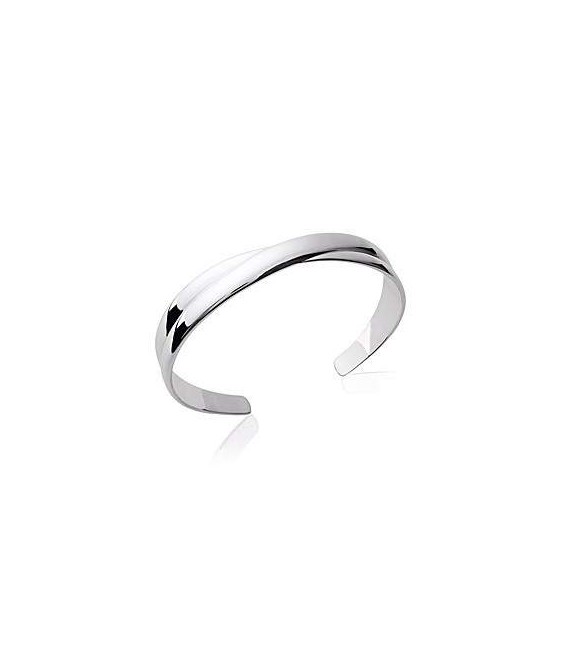 Bracelet manchette joncs plats croisés argent massif -1