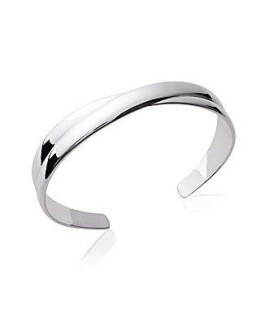 Bracelet manchette joncs plats croisés argent massif 