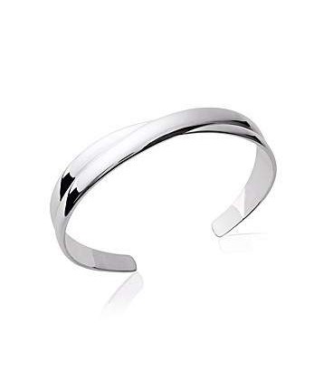 Bracelet manchette joncs plats croisés argent massif -1