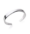 Bracelet manchette joncs plats croisés argent massif 