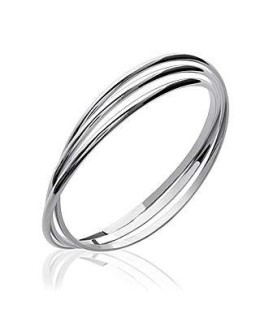 Bracelet argent massif trois anneaux entre croisés