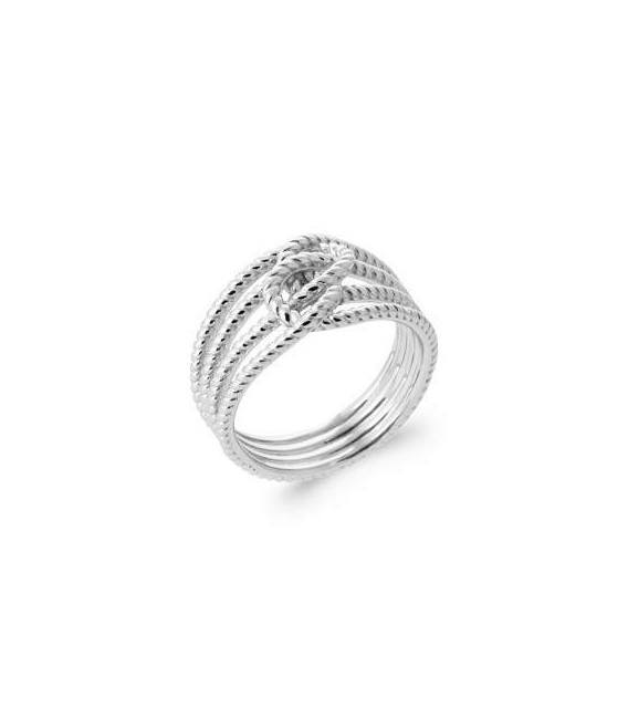 Bague argent massif bel effet anneaux entrelacs -1