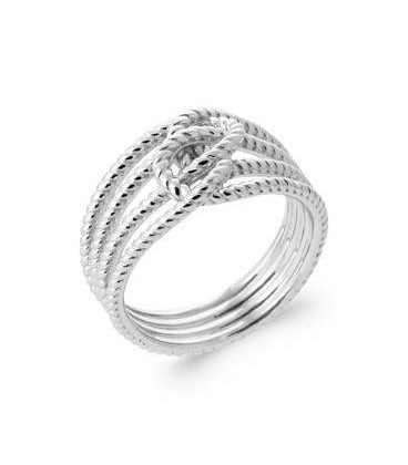 Bague argent massif bel effet anneaux entrelacs -1