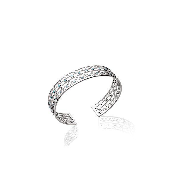 Beau bracelet argent massif ouvert géométrique