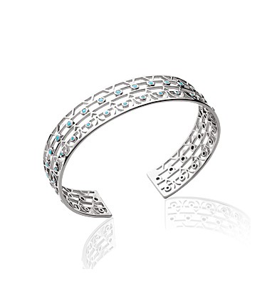 Beau bracelet argent massif ouvert géométrique