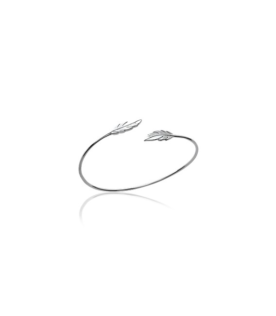 Bracelet argent ouvert feuilles