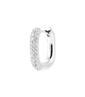 Grande créole boucles d'oreilles argent massif ovalisée anneaux zirconium