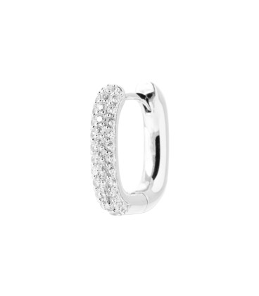 Grande créole boucles d'oreilles argent massif ovalisée anneaux zirconium