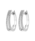 Créole boucles argent massif double anneaux de zirconium
