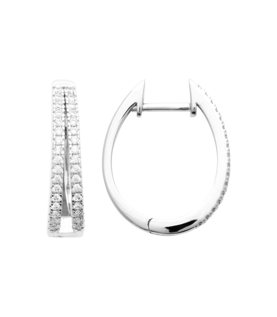 Grande créole boucles argent massif double anneaux de zirconium-1