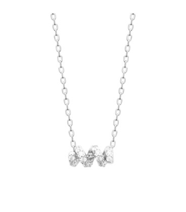 Beau collier chaine argent massif anneau de zirconium enroulé