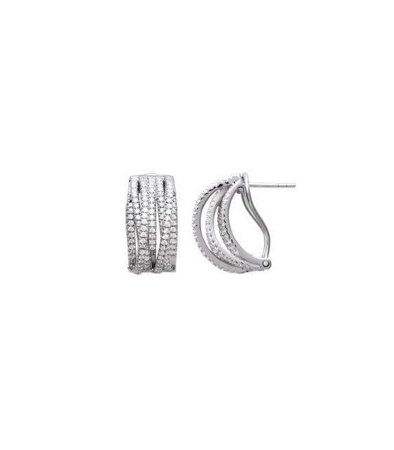 Belles boucles d'oreilles créole argent massif zirconium blanc micro-serti-1