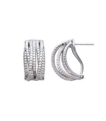 Belles boucles d'oreilles créole argent massif zirconium blanc micro-serti-1