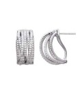 Belles boucles d'oreilles créole argent massif zirconium blanc micro-serti