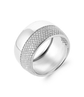 Belle bague argent massif style tube zirconium en demi jonc-1