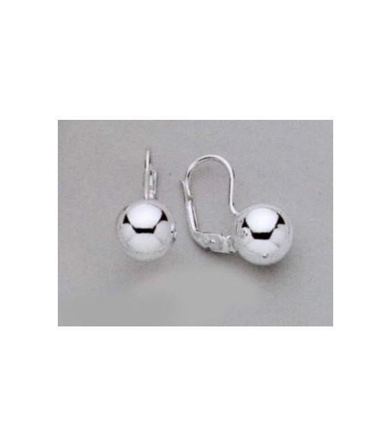 Boucles d'oreilles boule d'argent massif en dormeuse-1