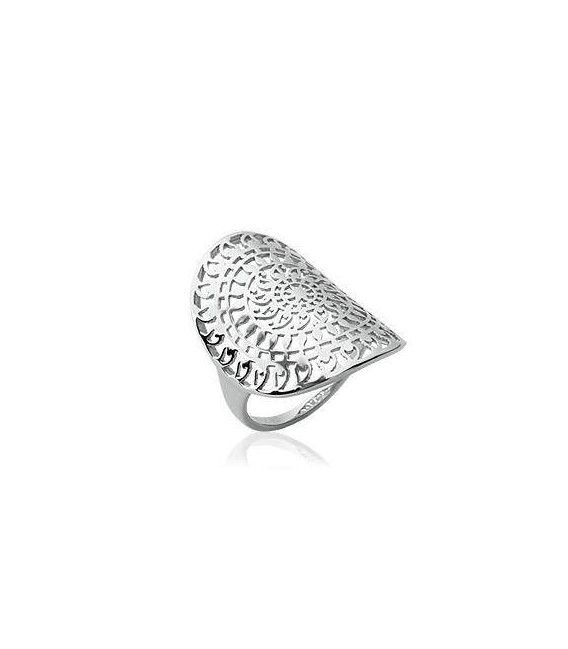 Bague argent massif stylée plate originale-1