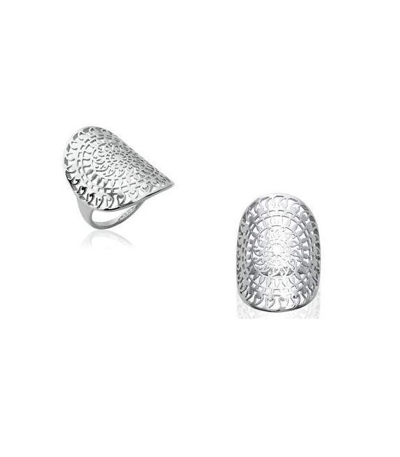 Bague argent massif stylée plate originale-2